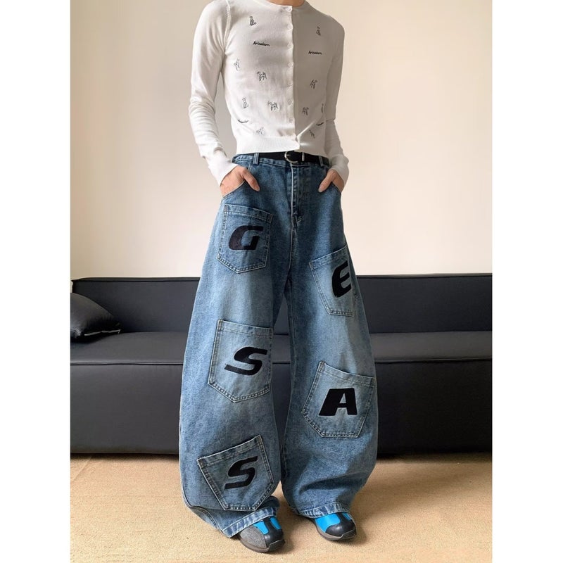 American-Style Distressed Wide-Leg Jeans For Men And Women, 2025 New High-Waisted Loose Slimming Straight-Leg Floor-Length - Image 4